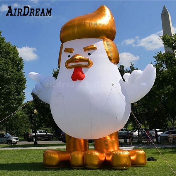 Atacado de alta qualidade inflável frango peru galinha balão decorativo ao ar livre dos desenhos animados com cabelo loiro dourado para publicidade