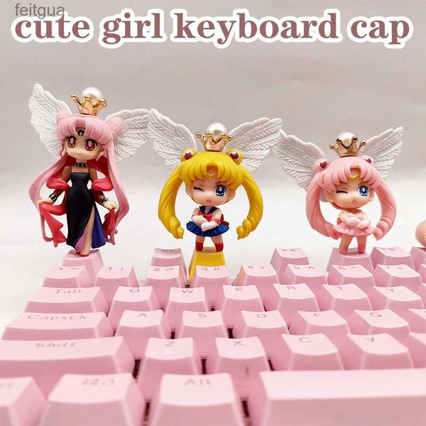Klavyeler klavyeler sevimli güzel kız klavye kapağı dekoratif aksesuarlar pbt anime kawaii pembe sarı esc kiraz mx mekanik klavye klavyeleri yq240123