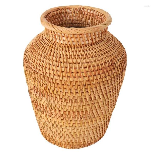 Vasi Vaso intrecciato in rattan Arte Moda Decorazione da tavolo Piante Vaso da fiori Bizzarre forniture per giardinaggio domestico