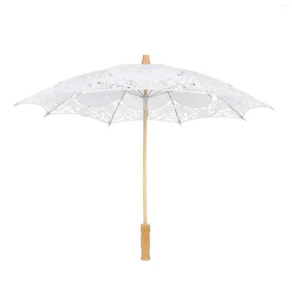 Regenschirme Regenschirm mit Holzgriff, Spitze bestickter Sonnenschirm, transparent, Pografie, Bambus, Vintage