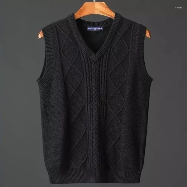 Männer Westen Mann Kleidung Plaid Ärmellose Strickpullover Für Männer Weste Weste Argyle V-ausschnitt Warme Klassische Maletry In X A