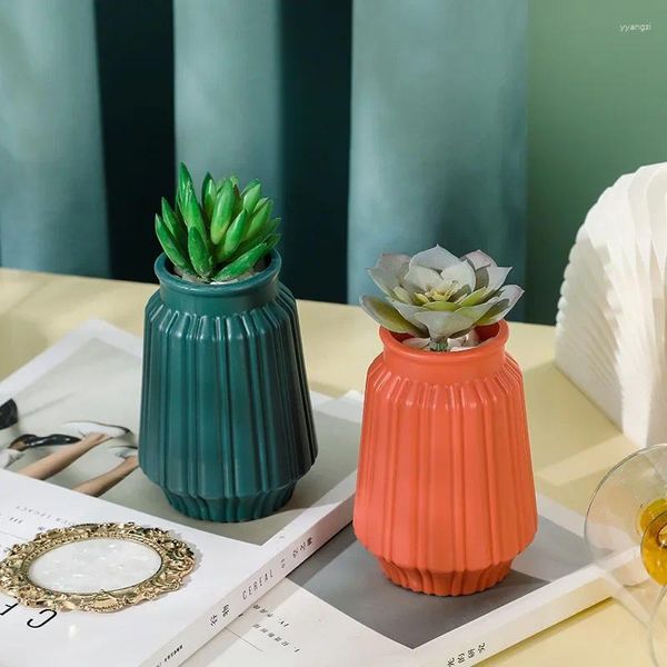 Вазы, 1 шт., простая современная ваза для цветов, белый пластиковый горшок, корзина, скандинавское украшение для дома, гостиной, свадебный декор