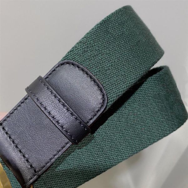 Modequalität grün blau Web mit schwarzem Leder Damengürtel mit Box Mode Herren klassischer Gold-Silber-Schnallengürtel Herren designe3040