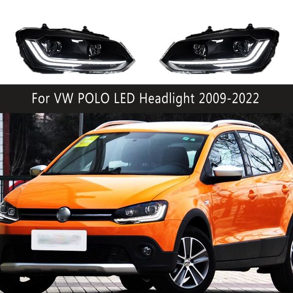 Front Lampe DRL Tagfahrlicht Streamer Blinker Anzeige Für VW POLO LED Scheinwerfer Montage 09-22 Auto zubehör