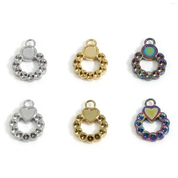 Charms Edelstahl Runde Herz Cabochon Fassungen Anhänger für Schmuckherstellung DIY Halskette Ohrringe Erkenntnisse Handwerk 3PCs