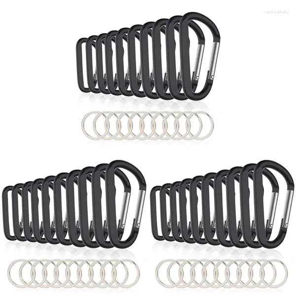 Chaveiros 30pcs 3 polegadas / 8cm mosquetão clipes d-ring caribeaner com chaveiro para casa rv camping pesca caminhadas viajando