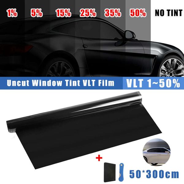 Nuovo 50 cm x 300 cm 1/5/15/25/35/50 Per Cento VLT Pellicole per vetri Auto Tinta Pellicola Colorata Adesivo In Vetro pellicola parasole UV Protector Pellicola adesiva