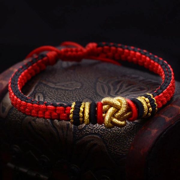 Pulseiras LKO chegam novas pulseira de malha de mão sorte nó chinês para homem e mulher pulseira estilo nacional corda de mão tailandesa frete grátis