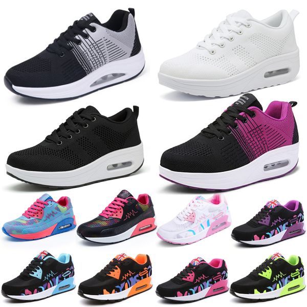 Laufschuhe für Damen und Mädchen, leicht, dreifach, schwarz, rosa, lila, Sport-Sneaker, bequeme Schnür-Walking-Sneaker