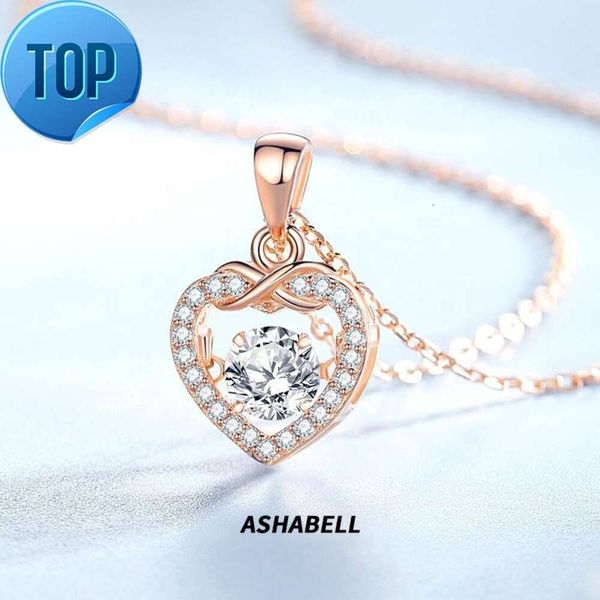 Collana a forma di cuore con simbolo dell'infinito spirituale femminile in argento S925. Semplice ciondolo a forma di cuore che salta con catena a forma di cuore in moissanite