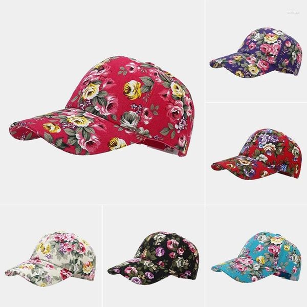 Top Caps Kadın Beyzbol Renkli Çiçek Baskılı Kadın Accessori Cap Pamuk Güneşlik Açık Snapback