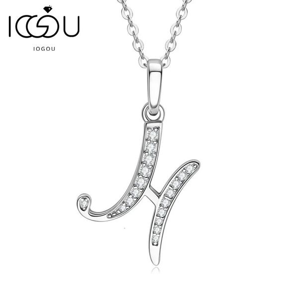 IOGOU D VVS1 Collana con nome A-Z 26 Lettera Ciondolo iniziale Vero argento 925 per donne Ragazze Regalo di San Valentino Gioielli 240118