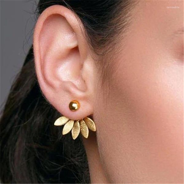 Ohrstecker Einfache Metallblatt 2 In 1 Für Frauen Goldene Silber Farbe Ohrschmuck Vintage Hängende Trendy Ohrringe Geschenk