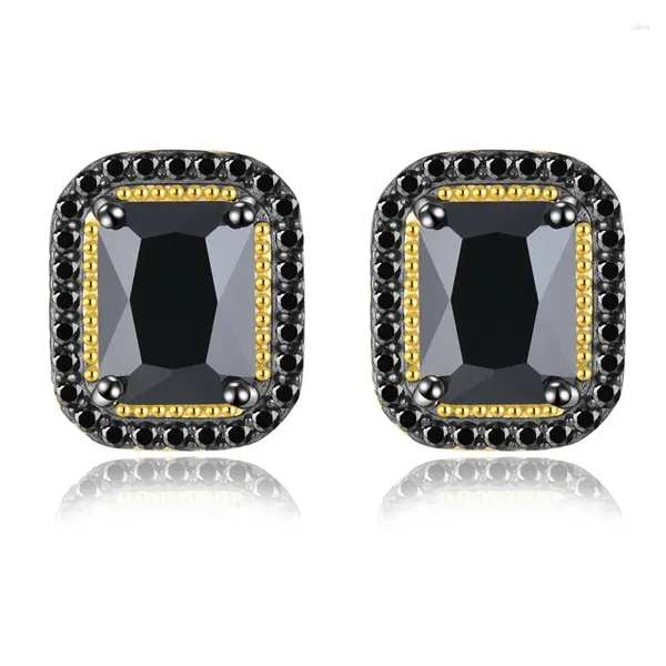 Brincos de garanhão natural preto Spinel prata esterlina amarelo banhado a ouro brinco 5,8 quilates pedra preciosa genuína clássico unissex design original