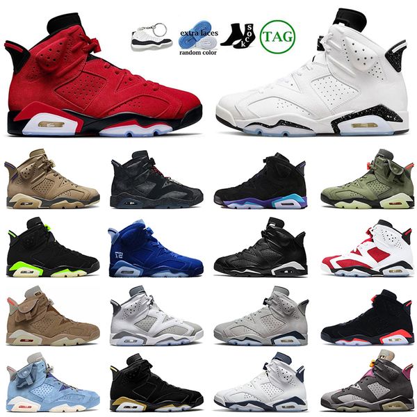 Scarpe da basket originali Toro Oreo Jumpman 6s 6 Big Size 13 Scarpe da ginnastica da uomo Marrone Kelp Blu Cool Grey UNC Aqua Bordeaux Argento metallizzato Cactus Jack Mens J Sneakers