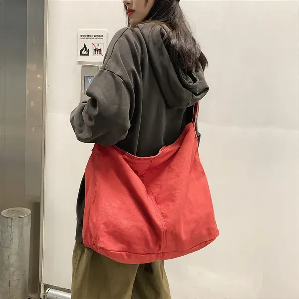 Sacos de cintura feminina lona ombro grande capacidade grosso algodão pano livros bolsa tote sólido crossbody saco grande bolsa de viagem para senhoras