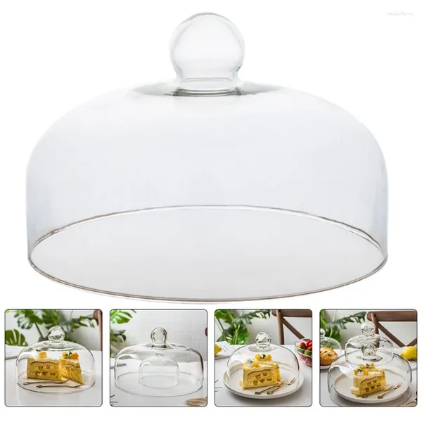 Set di stoviglie Tondo in vetro per torta, coperchio a cupola, coperchio trasparente, tavolo da tenda per piatto da dessert domestico