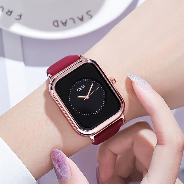 Relógio feminino casual negócios relógios de alta qualidade designer luxo quartzo-bateria pequena bandeja quadrada 35mm relógios a4