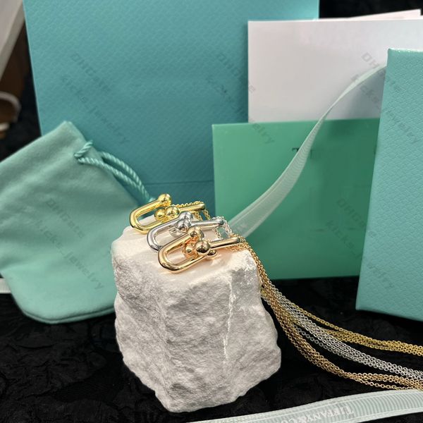 Элегантное дизайнерское ожерелье в серии T, женское подковообразное очарование, варианты бриллиантового бамбука, подвески для бабочки/божьей коровки, включают в себя подарочную коробку