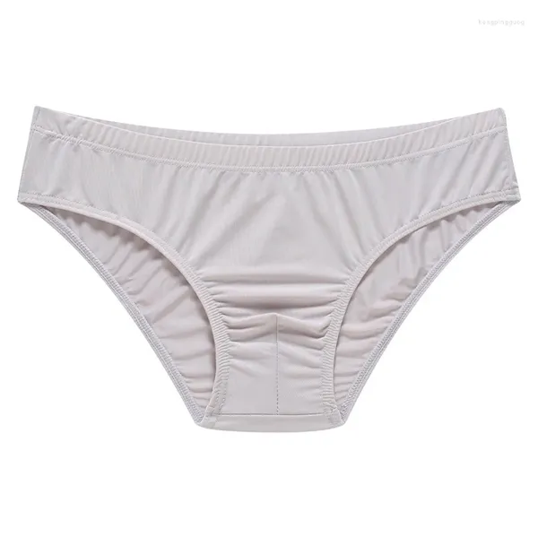 Mutande da uomo sexy sottili in nylon traspirante slip senza cuciture biancheria intima in seta di ghiaccio custodia trasparente mutandine Cueca A50