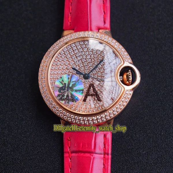 Gypsophila quadrante con diamanti orologio meccanico automatico in oro 14k da donna JHF migliore versione 33 mm con vetro zaffiro, cassa in acciaio 316L, pelle