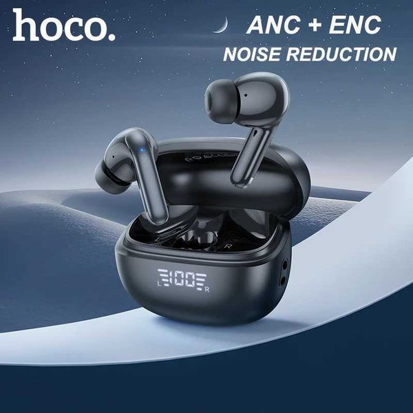 Fones de ouvido de telefone celular HOCO EQ5 ANC + ENC Bluetooth 5.3 Fone de ouvido sem fio Cancelamento de ruído ativo Hifi Som estéreo Microfone duplo Música Esporte Fones de ouvido J240123