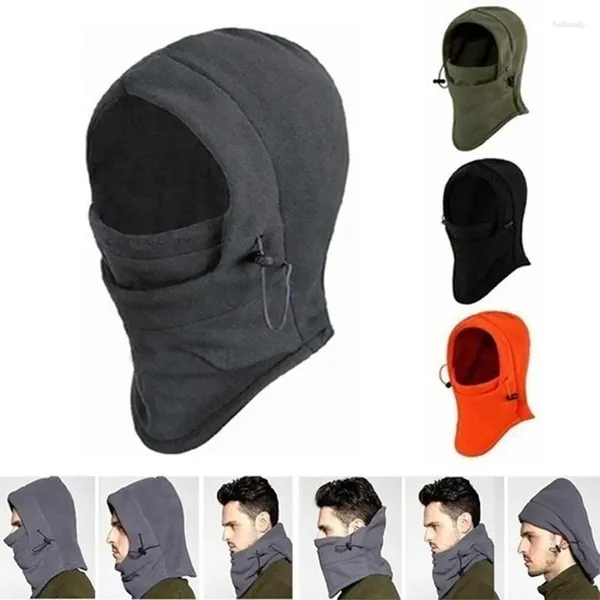 Berets Casual Beanie Ski Schnee Kappe Unisex Frauen Männer Polar Fleece Kapuze Hut Snood Schal Wärmer Thermal Caps 2024