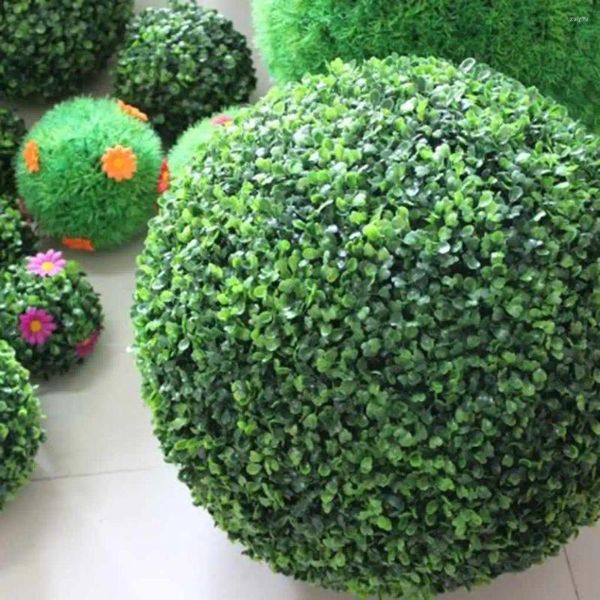 Flores decorativas 1pc simular bola de grama verde grama artificial planta de plástico falso casa jardim decoração de casamento ornamentos