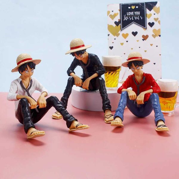 Action Figures Toy 12CM One Piece Monkey D Luffy Classic Anime Action PVC Figure Statua Giocattoli di modello Torta di bambole Collezione di decorazioni per auto Regali per bambini