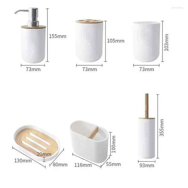 Set di accessori per il bagno 1/4/6 pezzi Accessori per il lavaggio della pompa Spazzolino per WC Portasapone per il lavaggio Bottiglia di dentifricio Dispenser Pennello per bagno liquido