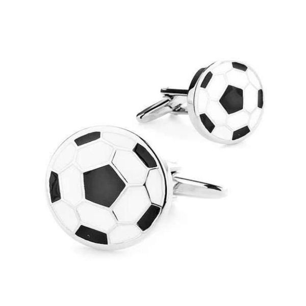 Manschettenknöpfe für Herren, Sport-Serie, französisches Hemd, Ärmelnieten, weißer Fußball, Drop-Lieferung, Schmuck, Manschettenknöpfe, Krawattenverschlüsse, Dhajl