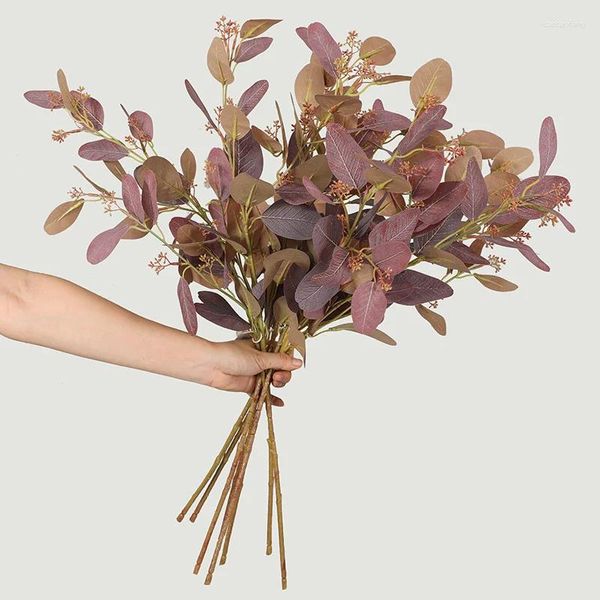 Dekorative Blumen, 1 Stück, Simulation Eukalyptusblatt, Zweig, nordischer Stil, minimalistische Heimdekoration, künstliche Pflanzen, Blumenarrangement, künstliches Grün