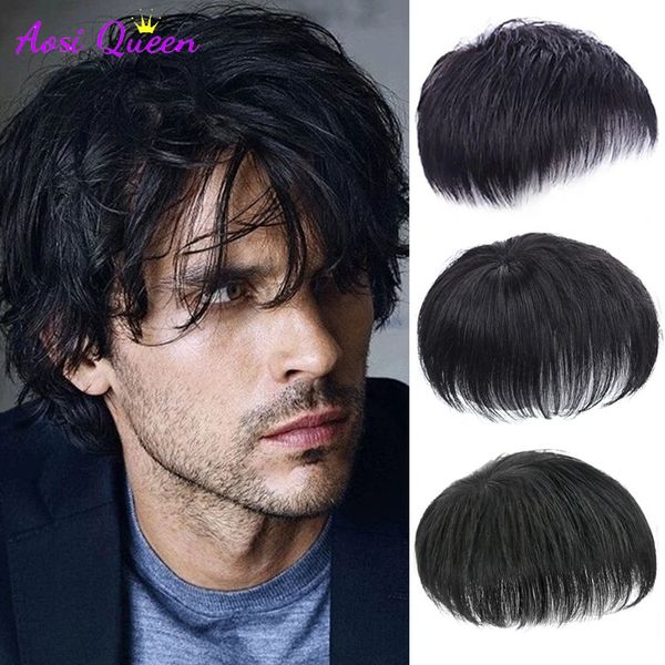 Doğal erkek toupee kısa peruk saç tarzı topper genç erkekler için saç kaybı yüksek saç çizgisi klipsli saç 240118