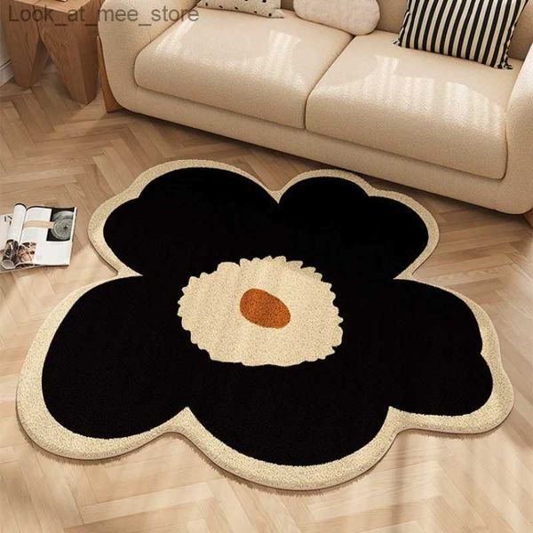 Tapete moderno simples tapetes para sala de estar flores quarto decoração alienígena tapete fofo macio vestiário tapete de pelúcia casa lavável tapete q240123