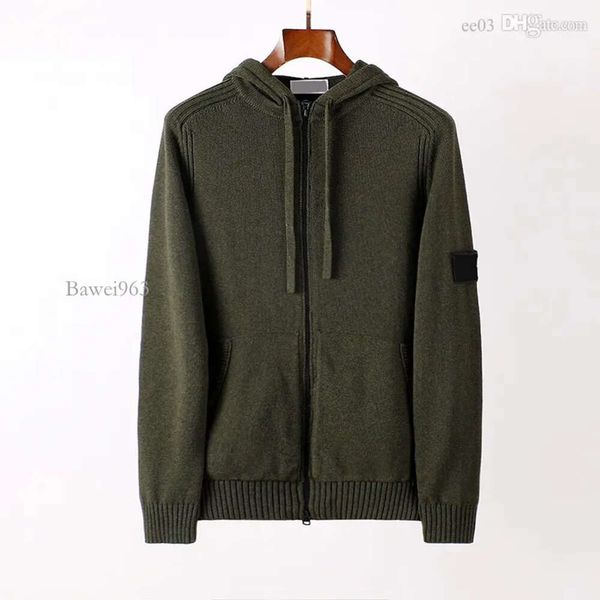 Designers de marca de alta qualidade masculina topstoney suéteres requintado tecido cardigan clássico bordado emblema mas camisola com zíper