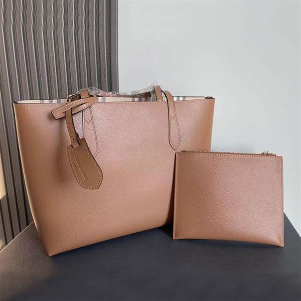 Çift taraflı alışveriş çantası büyük kapasiteli tartan çanta çantası kadınlar tote çantalar ekose klasik çizgiler fermuar cüzdan el lady sho2353