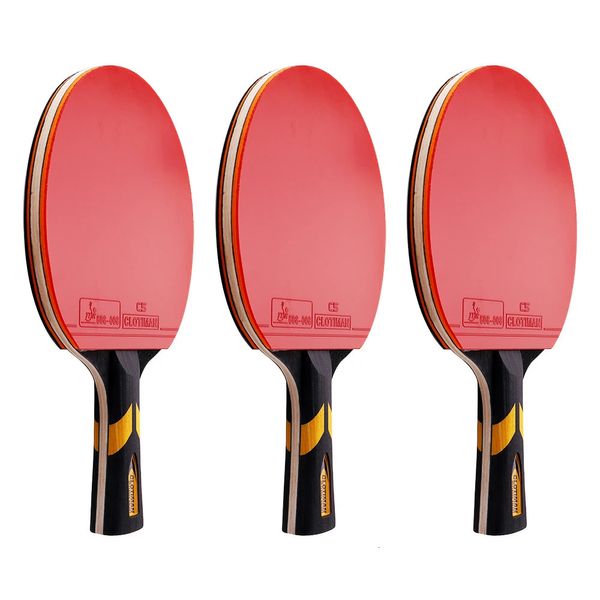 Racchetta da ping pong in legno più fibra di carbonio offensiva manico lungo lama corta per racchetta da ping pong con impugnatura orizzontale con gomma 240122