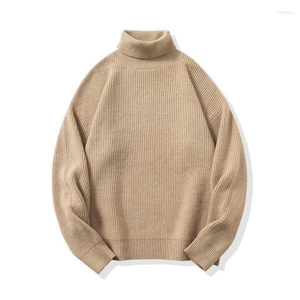 Erkek Sweaters Belktleneck Örgü Kazak Tıknaz Kumaş 2024 Kış Kış Kırmatı Vintage Pullover Moda Crewneck Erkek Giyim