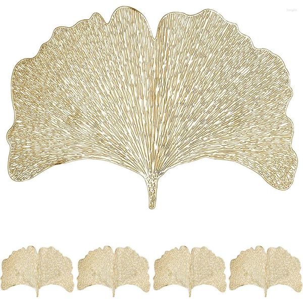 Tapetes de mesa 1-4pcs PVC oco dourado almofada de refeição ginkgo folha padrão decoração de casa 44x30cm placemats para jantar casamento