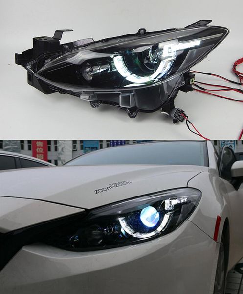 LED-Tagfahrlicht-Blinker-Kopflicht für Mazda 3 Autoscheinwerfer 2013–2016 Axela Fernlicht-Lampenlinse