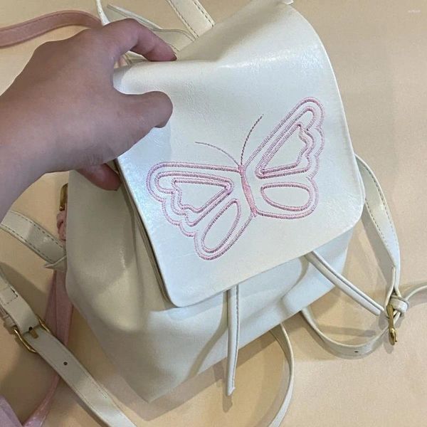 Mochilas escolares 2024 borboleta bordada estética mochila para mulheres y2k simples todos os jogos senhora do escritório bolsa de ombro casual mochilas para mujer