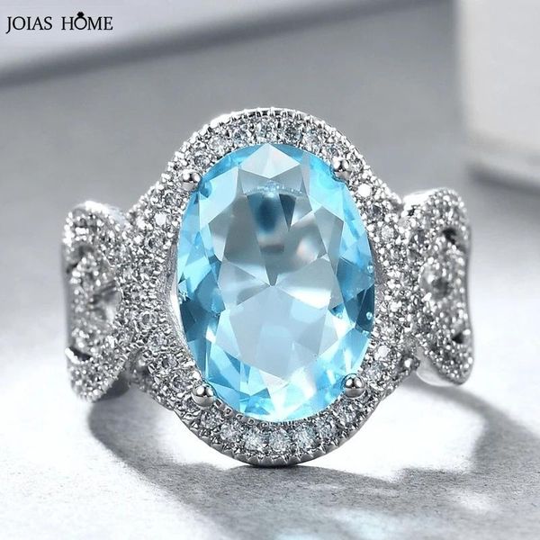 Rings Joiashome Square Zircon Rings For Women 925 Sterling Silver Simple Blue Gemstone Female Rings Anniversary Wedding Jewelry Gifts