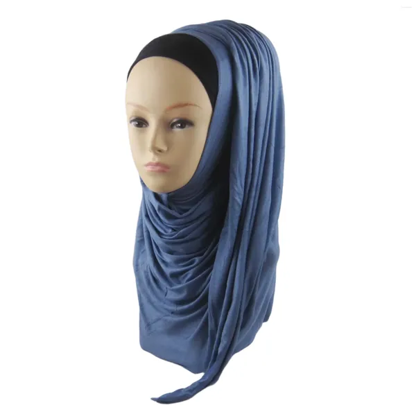 Vêtements ethniques Jersey de couleur unie Hijab Big Large 180 80cm Longue écharpe Plaine Musulman Arabe Châle Head Wrap pour les femmes