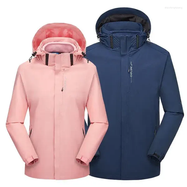 Herrenjacken Drei-in-einem-Ladungsjacke Männer Frauen Wasserdichter winddichter Windjacke Wandern Trekking Camping Radfahren Mantel 3 1 Set