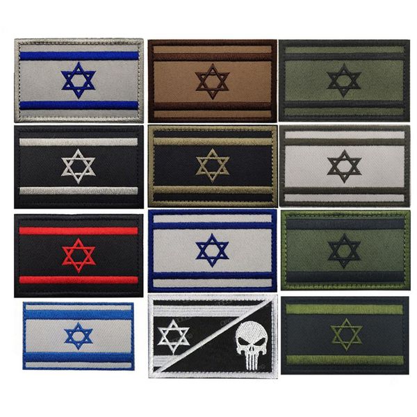 Brassard drapeau israélien brodé en tissu, Badge à crochet et boucle, bande morale militaire pour casquettes, vestes, sacs P148