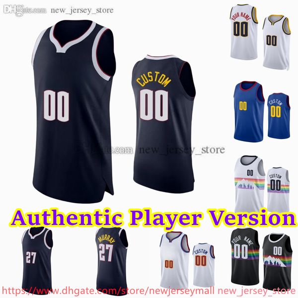 15 Nikola Jokic Jersey Custom Player Version 27 Jamal Murray Basketball Authentic Stitched Jerseys Michael Porter Jr. Aaron Gordon Christian Braun Peyton Watson