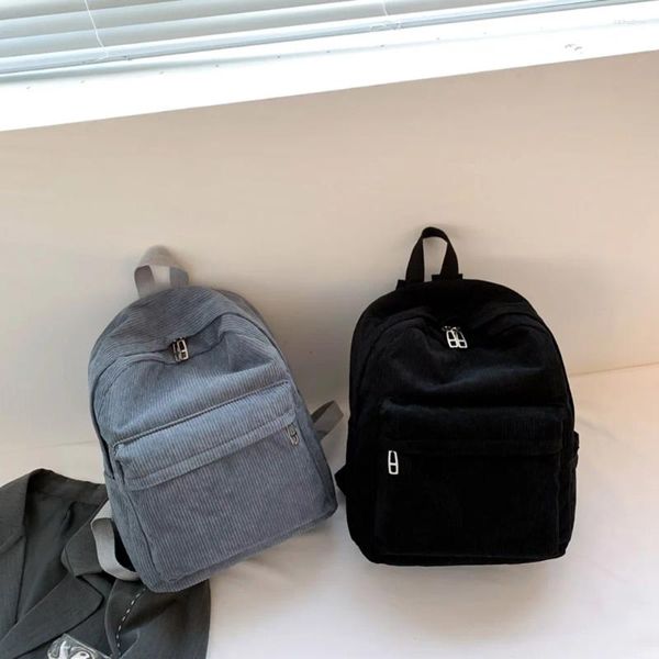 Okul çantaları kadife çanta büyük kapasiteli eski öğrenci sırt çantası düz renk moda ofis seyahat alışveriş çantası için yumuşak