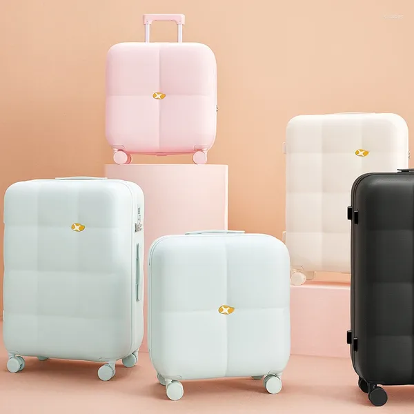 Чемоданы, милый чемодан на колесиках для сыра, дорожный чемодан, модная цветовая схема, багажник, большая вместимость, бесшумный универсальный колесик