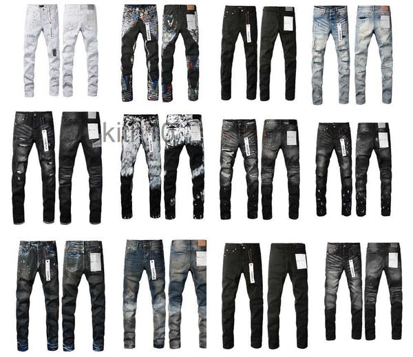 Jeans di marca viola firmati per uomo donna pantaloni viola foro estivo pantaloni Jean denim ricamati di alta qualità jeans viola da uomo DRH8