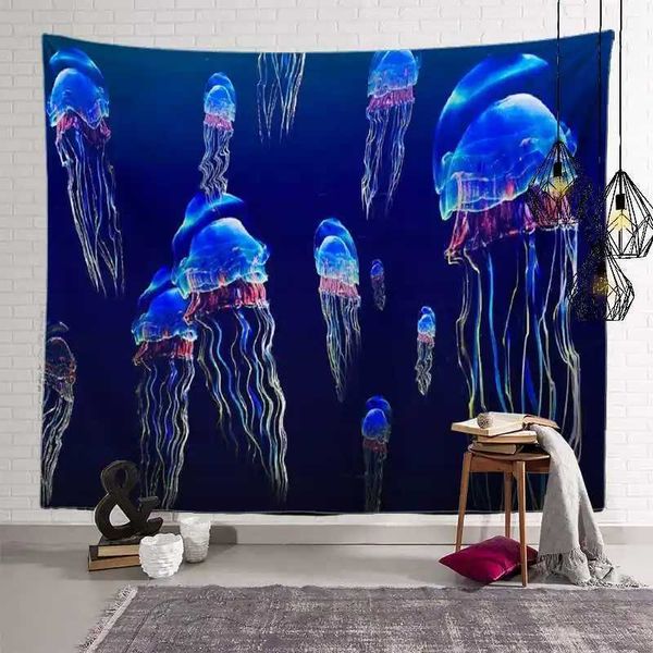 Tapeçarias praia boho grande tubarão tapeçaria oceano decoração mandala sala de estar parede pano de fundo homel240123